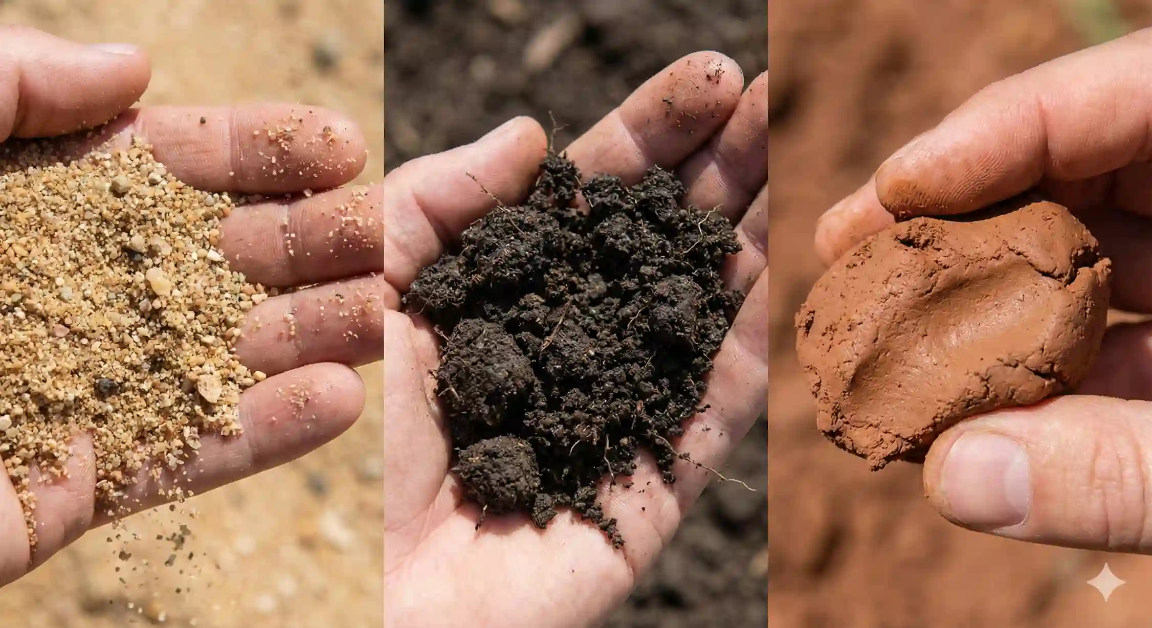 مقایسه تصویری بافت خاک شنی، لومی و رسی برای تشخیص نفوذپذیری آب.